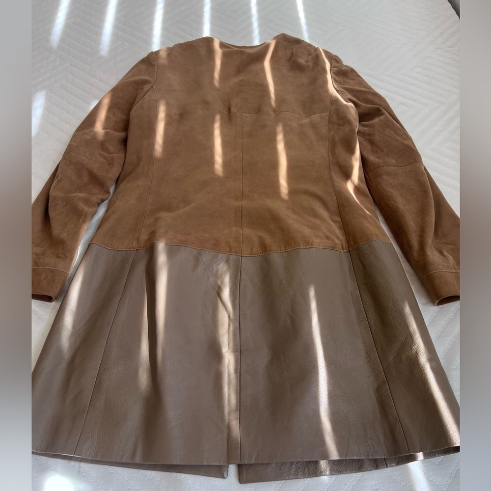 Chico’s Women’s Genuine Leather Brown Buttoned Full Sleeve Jacket 0 US S/4 - Picture 5 of 11